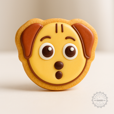 Decorated example 1 of Surprised Dog Shape Cutter & Stamp Set, Perfect for Cookies & Fondant, 6-Piece, 3 Sizes S/M/L