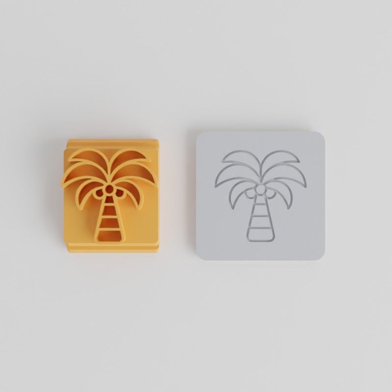 Palm Tree Stamp Tile Set for Clay, Cookies, Fondant, 5 Sizes with Travel Beach Designs