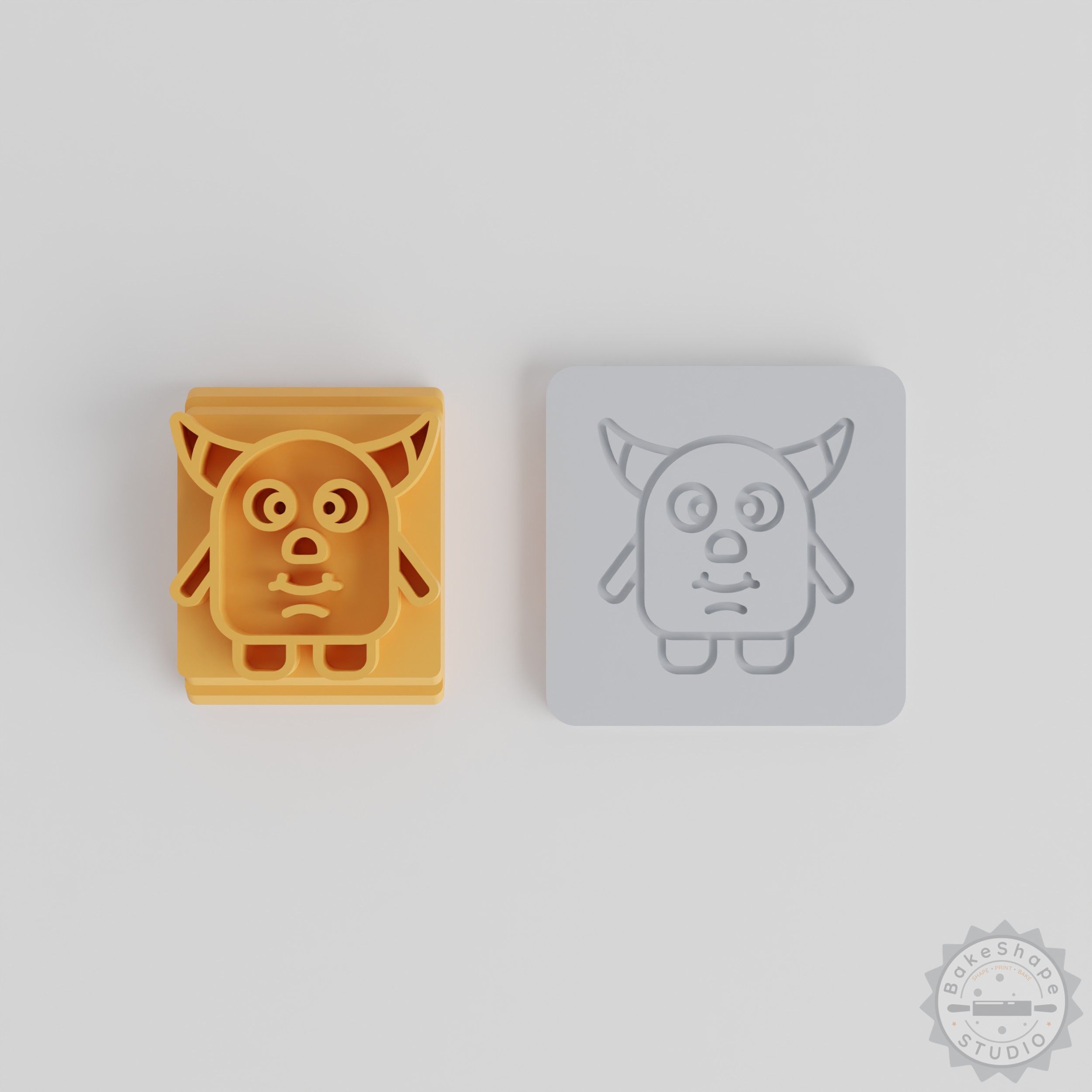 Horned Happy Monster Stamp Tile Set, 5 Sizes, Perfect for Clay, Cookie, Fondant Designs