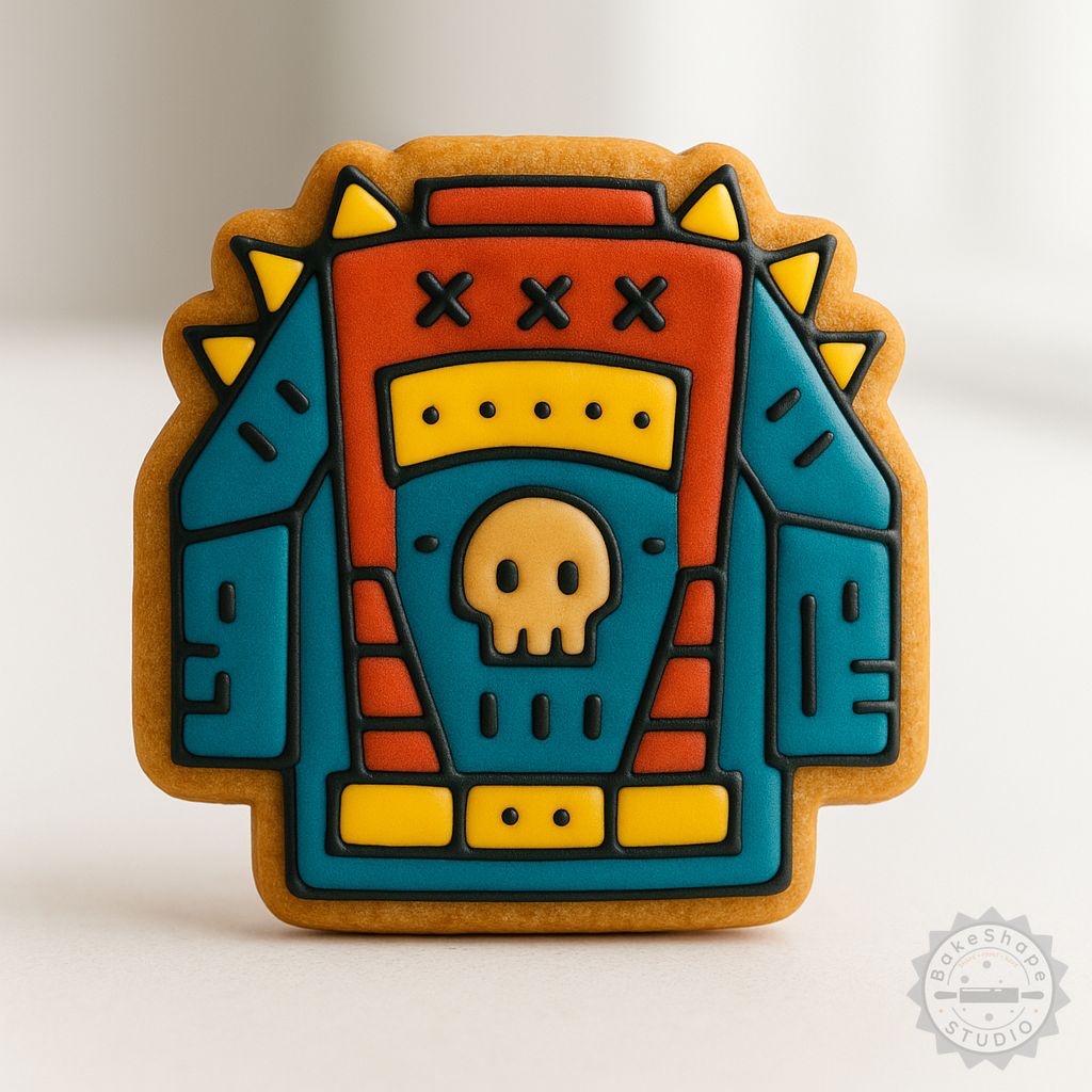 Fashionable jacket cookie cutter and stamp STL for creating retro style cookies and fondant decorations