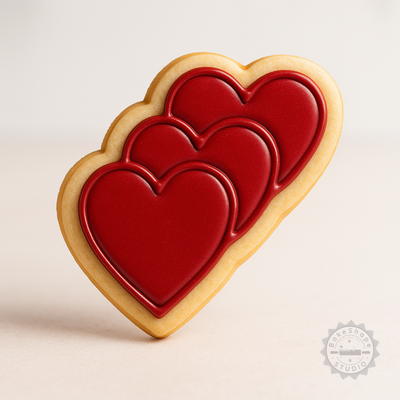 Decorated example 1 of Hearts Shape Cutter & Stamp Set, 6-Piece Cookie, Fondant, S/M/L Sizes, Romantic Heart Baking Tools