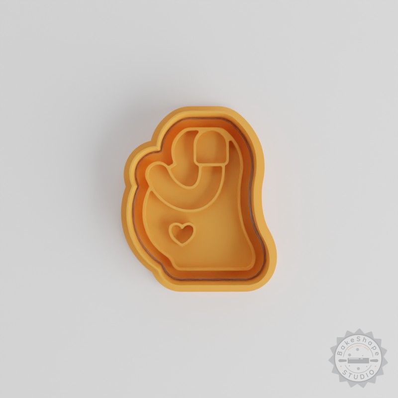 Pregnant Mom Cookie Cutter Stamp Set, Maternity Shape Cutters, Fondant Tools, 6-Piece Set
