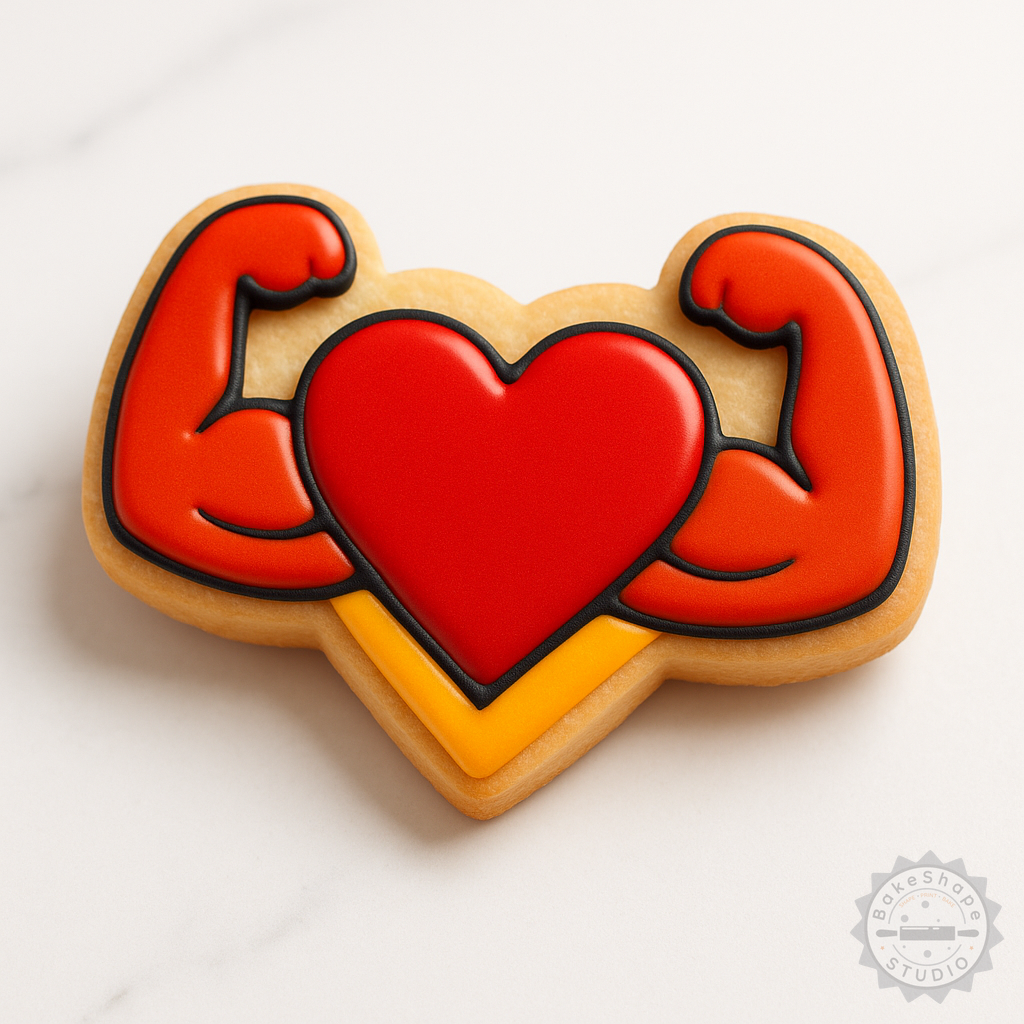 Decorated example 1 of Cardio Exercises Shape Cutter & Stamp Set, Perfect for Heart Fitness Cookies, Fondant, 6 Pieces in S/M/L Sizes