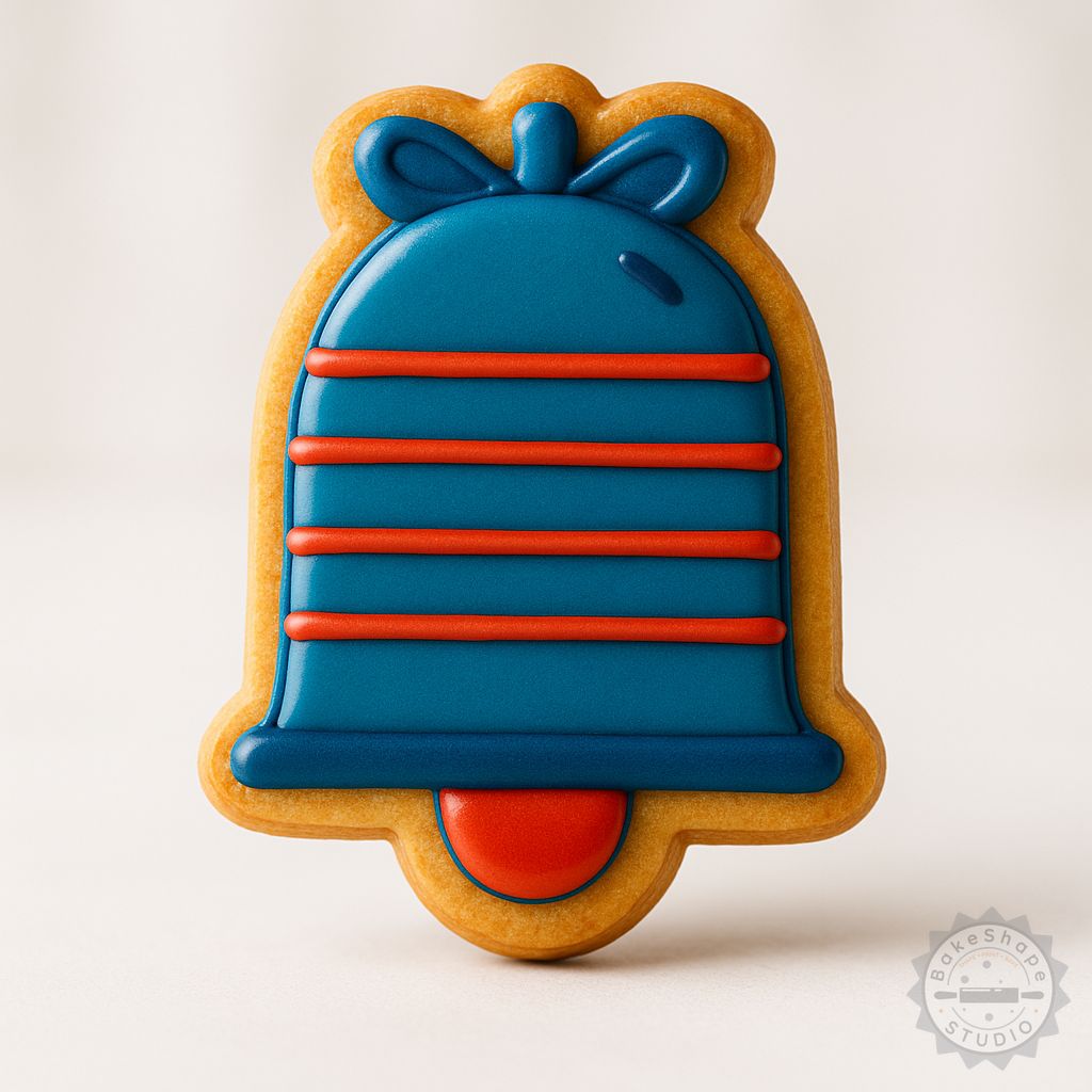 Bell shape cookie cutter and stamp set STL files in three sizes for 3D printing and baking decoration