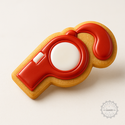 Decorated example 1 of Whistle, Shape Cutter and Stamp Set for Cookies Fondant, Includes 3 Sizes, Sport Whistle for Referee Coach Alerts