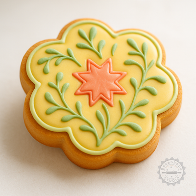 Decorated example 1 of Flower Shape Cutter and Stamp Set, Cookie and Fondant Tools, 6-Piece, Includes S/M/L Sizes