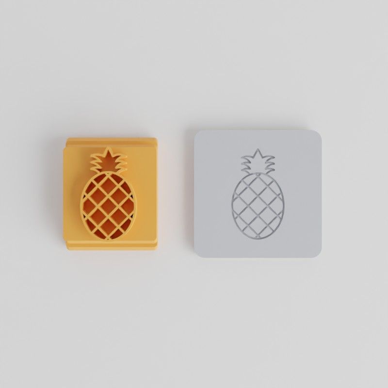 Pineapple Stamp Tile Set for Clay & Cookies, 5 Design Sizes, Fruit & Tropical Craft Tool