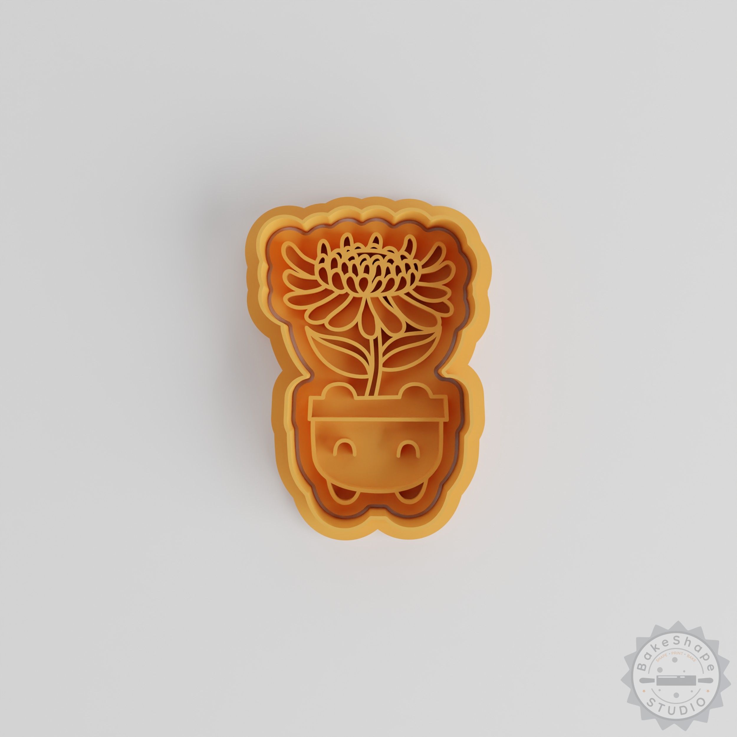 Crysanthemum Flower Pot Cutter and Stamp Set, 6 Pieces, for Cookies & Fondant, Spring Blossom Design