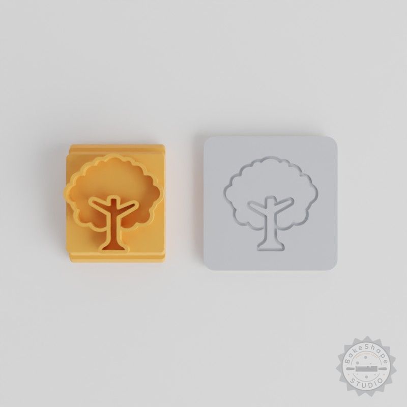 Tree Stamp Tile Set, 5-Piece, for Clay, Cookies, Fondant, Diverse Sizes 20-40 mm
