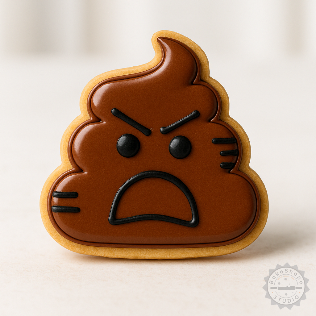 Decorated example 1 of Poop Emoji Cookie Cutter and Stamp Set, 6-Piece, S/M/L Sizes, Perfect for Cookies and Fondant