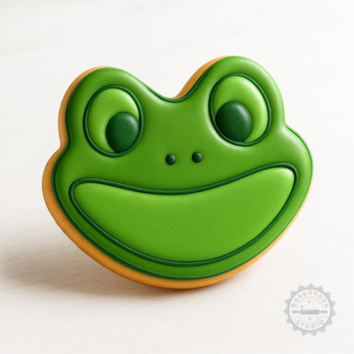 Decorated example 1 of Frog Shape Cutter and Stamp Set, Perfect for Cookies & Fondant, 6-Piece, Multiple Sizes