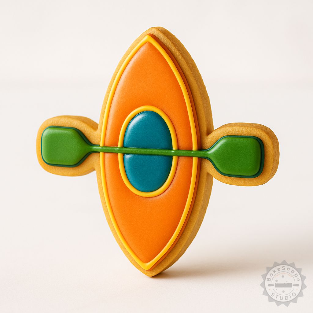 Kayak cookie cutter and stamp STL set with canoe and raft designs for 3D printing