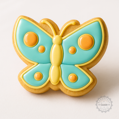 Decorated example 1 of Butterfly Shape Cutter and Stamp, 6-Piece Set for Cookies and Fondant, S/M/L Sizes