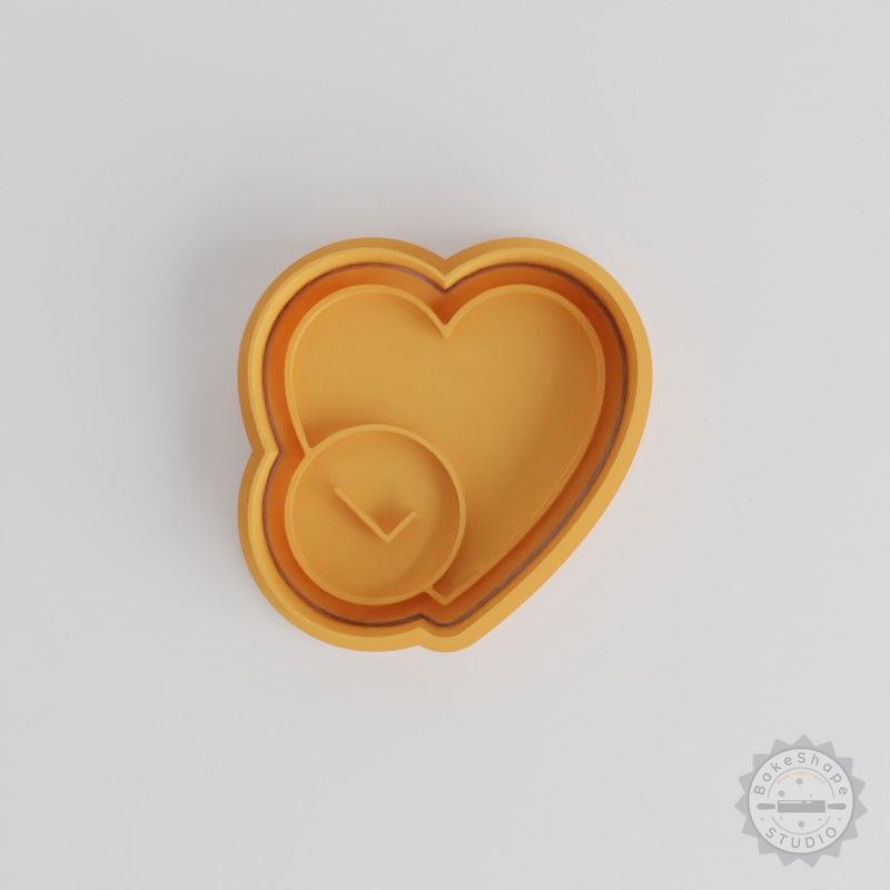Heart Check Mark Cookie Cutter & Stamp Set, 6-Piece, 3 Sizes, Perfect for Cookies & Fondant