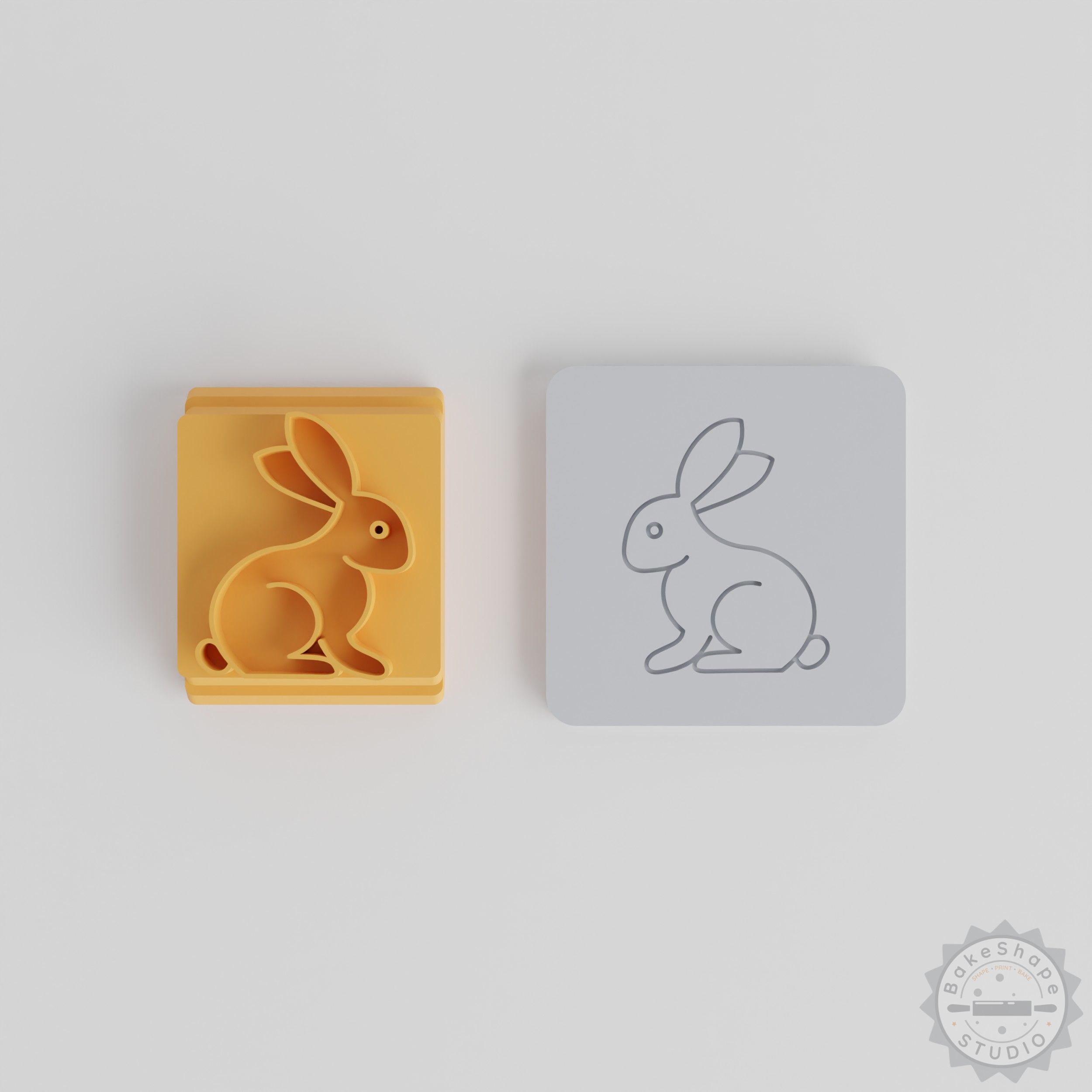 Rabbit cookie clay stamp set STL for 3D printing with 5 sizes for fondant and soft materials
