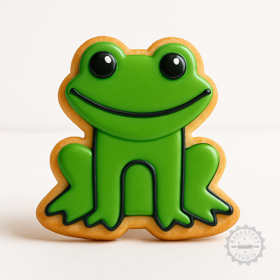 Decorated example 1 of Amphibian Cookie Fondant Cutter and Stamp Set, Frog Shapes, 6-Piece S/M/L