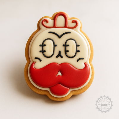 Decorated example 1 of Skull Shape Cutter Stamp Set, Cookie Fondant Designs, 3 Sizes, 6 Pieces
