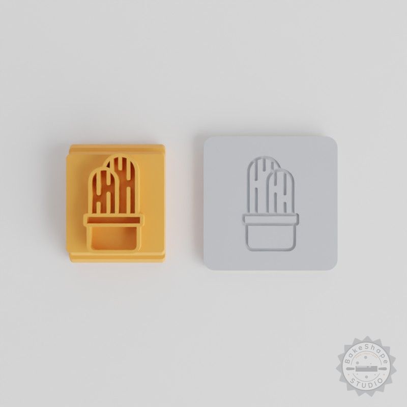 Double Cactus Stamp Tile Set, 5 Sizes, Perfect for Clay, Cookies, Fondant