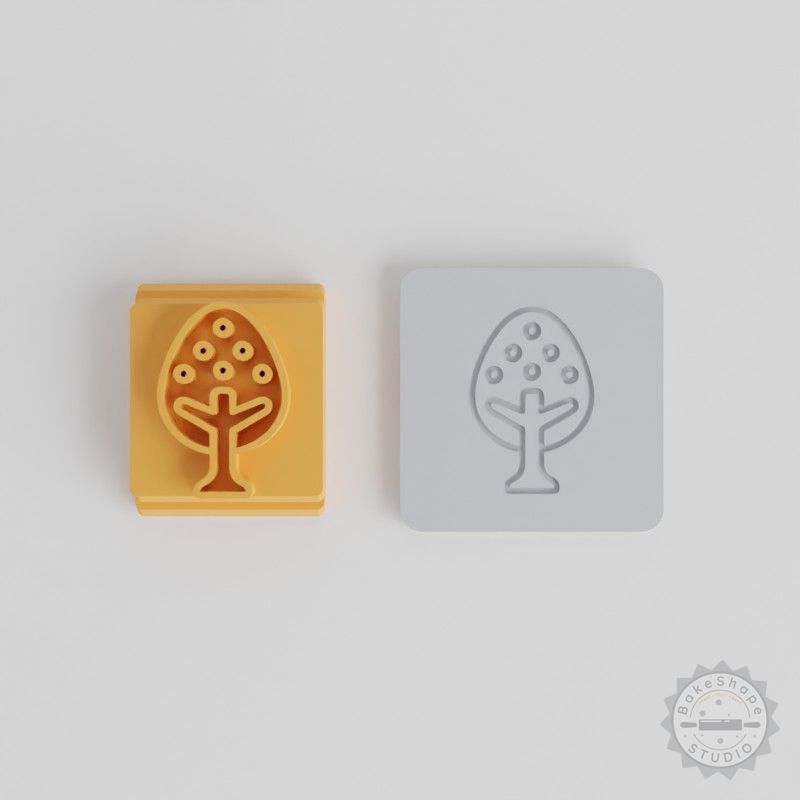 Apple Tree Stamp Tile Set, Clay and Cookie Crafting, 5 Motif Sizes
