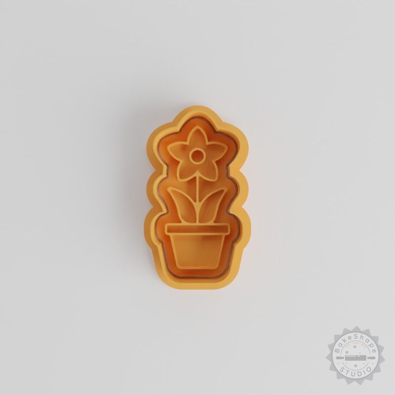 Potted Lotus Cookie Cutter Set, Fondant Stamp, 6-Piece S/M/L Sizes, Unique Flower Design