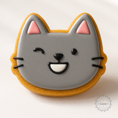 Decorated example 1 of Happy Cookie and Fondant Shape Cutter and Stamp Set, 6-Piece, Sizes S/M/L