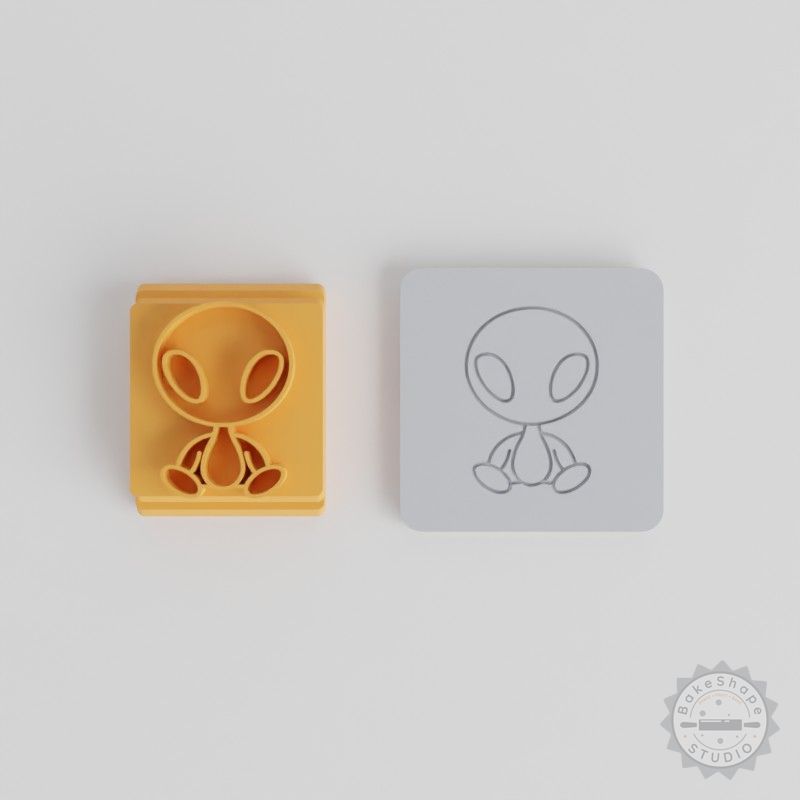 Alien Stamp Tile Set for Clay, Cookies, Fondant - 5 Motif Sizes