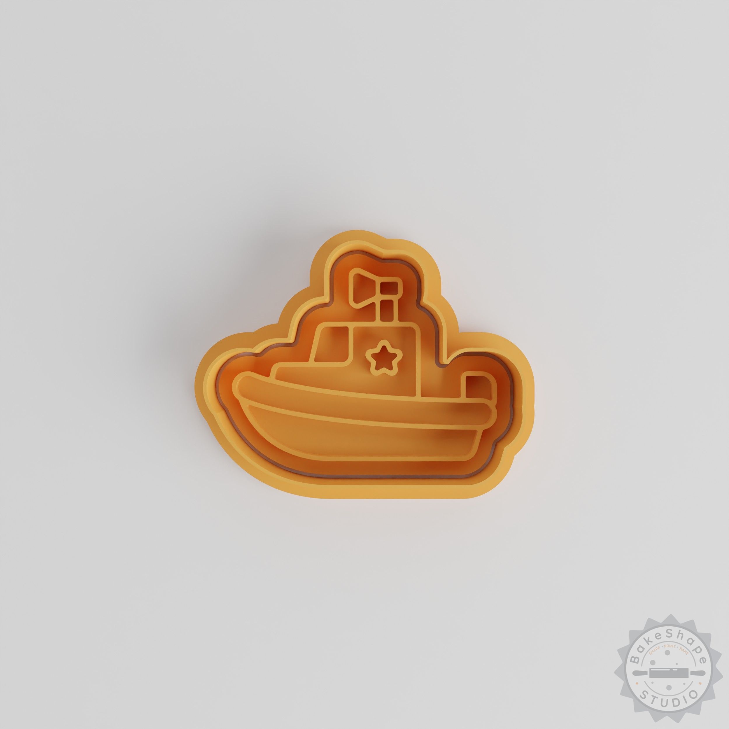 Police Boat Cookie Cutter Set, 6 Piece with Stamp, Perfect for Cookies, Fondant, Patrol Boat Design