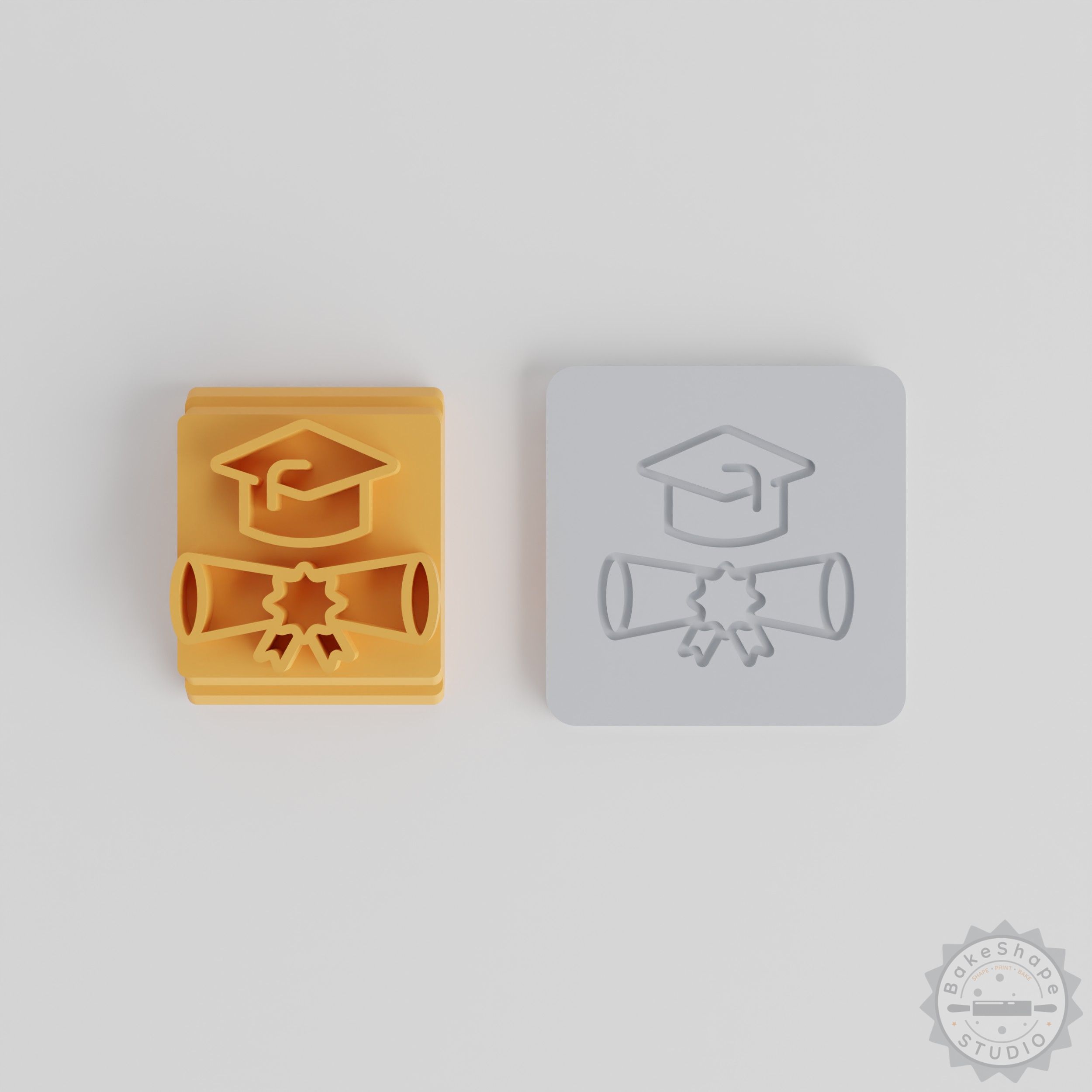 Graduation Cap Stamp Tile Set, 5 Sizes Motif for Clay, Fondant, Cookies