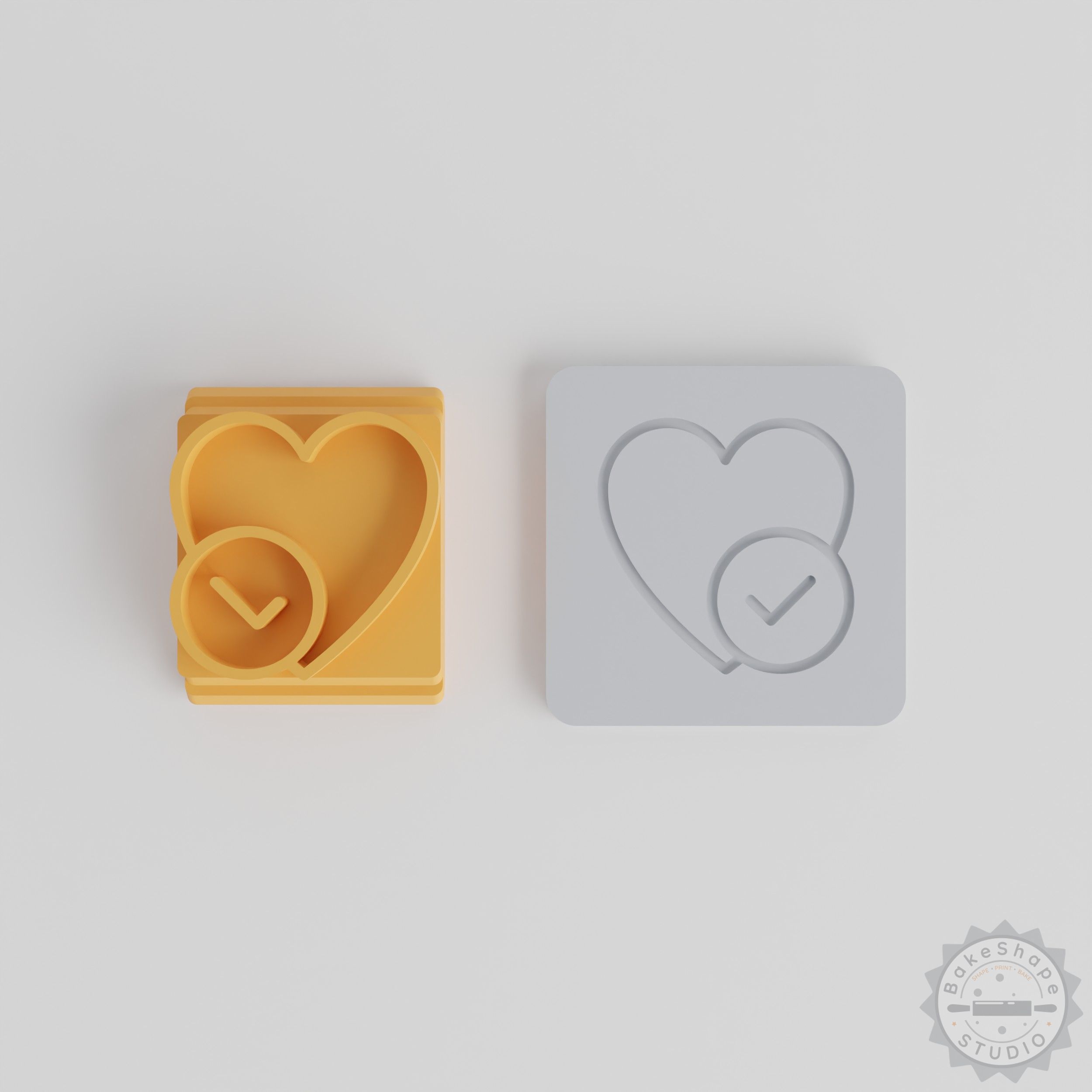 Heart Check Mark Stamp Tile Set, 5 Sizes for Clay, Cookies, Fondant