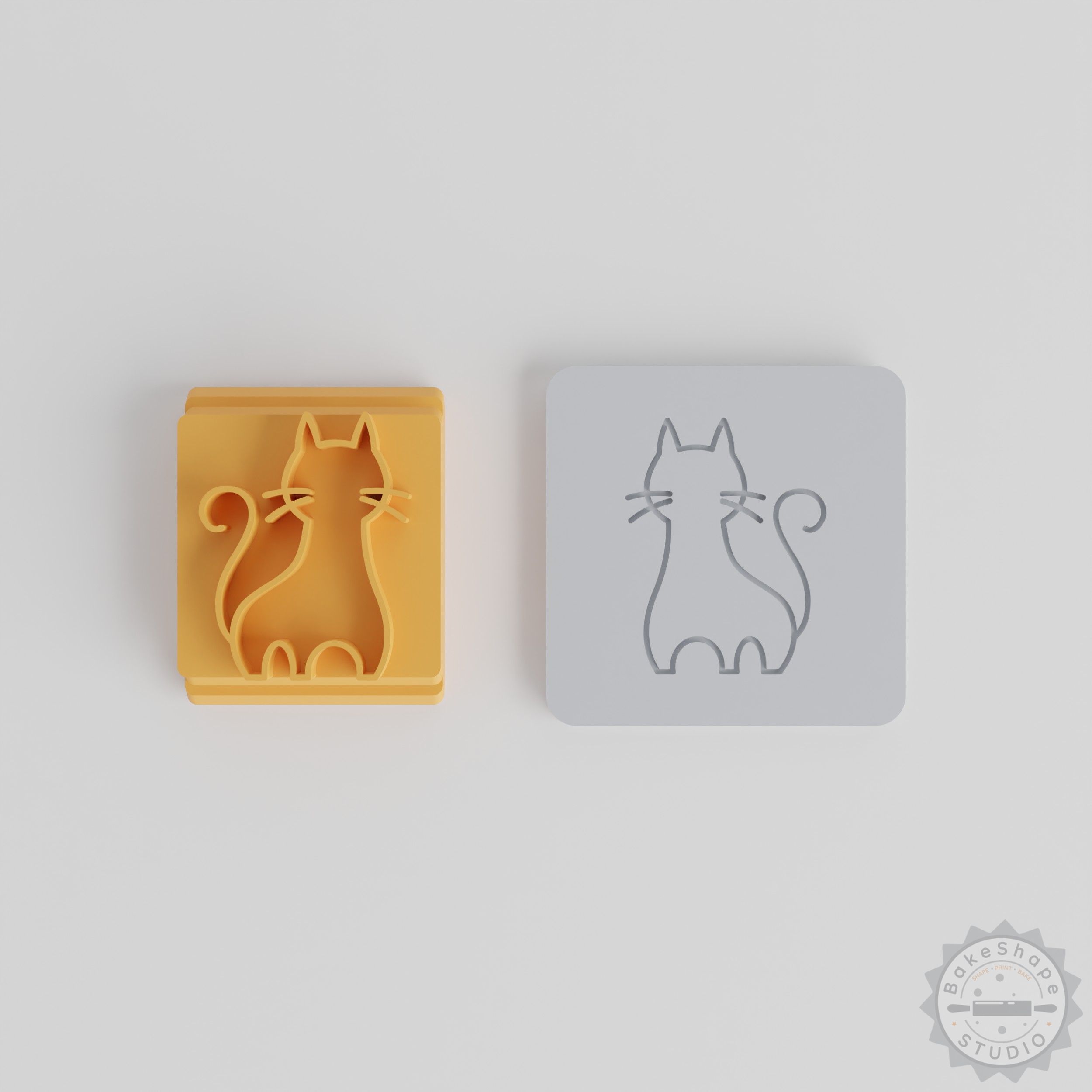 Cat Stamp Tile Set, Animal Motif, 5 Sizes for Clay, Cookies, Fondant