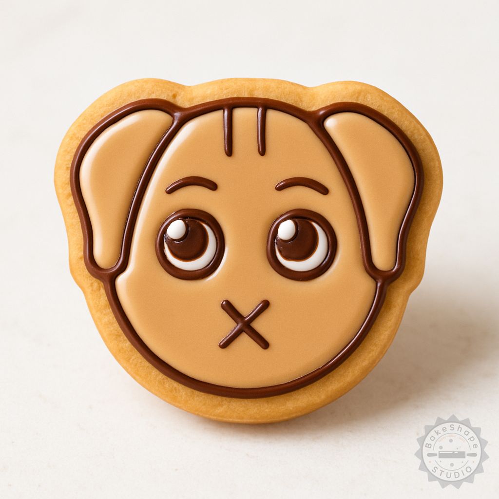 Mute dog cookie cutter and stamp set STL for 3D printing cookies and fondant shapes