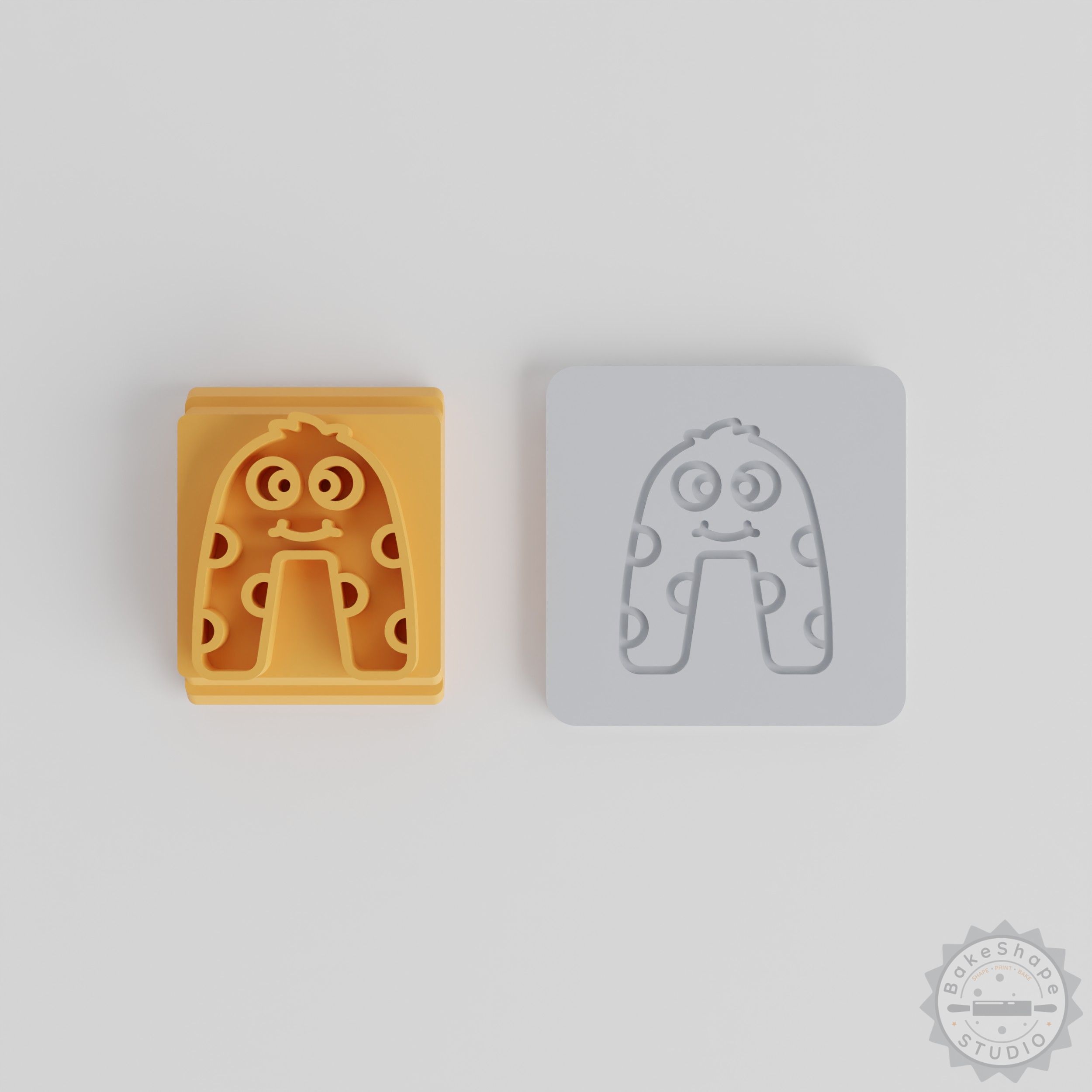 Cartoon Monster Stamp Tile Set, 5 Piece, A-Shape Motif, For Clay, Cookies, Fondant