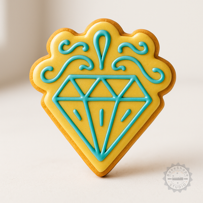 Decorated example 1 of Diamond Sugar Skull Cookie Cutter & Stamp Set, 6-Piece, Day of the Dead Fondant Tools