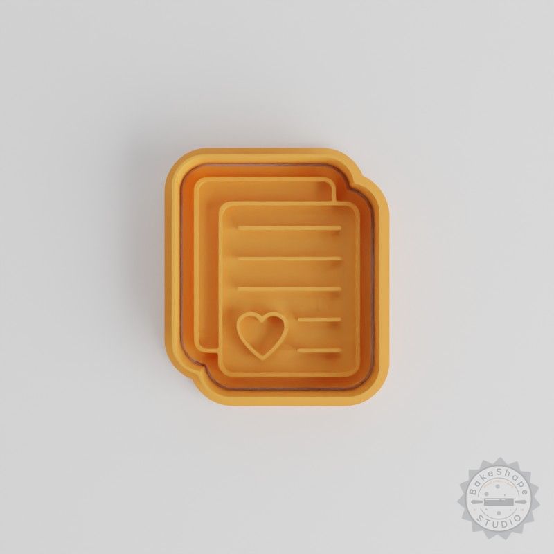 Love Letter Cookie Cutter & Stamp Set, Heart Note, Perfect for Fondant, Valentine's Day, 6 Piece Collection