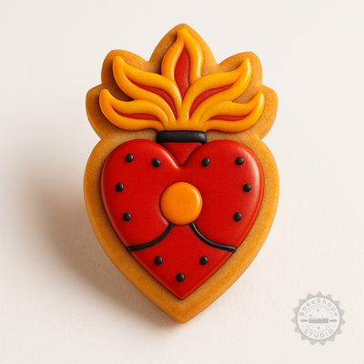 Decorated example 1 of Heart Shape Cutter and Stamp Set, Perfect for Cookies and Fondant, 6-Piece, S/M/L Sizes