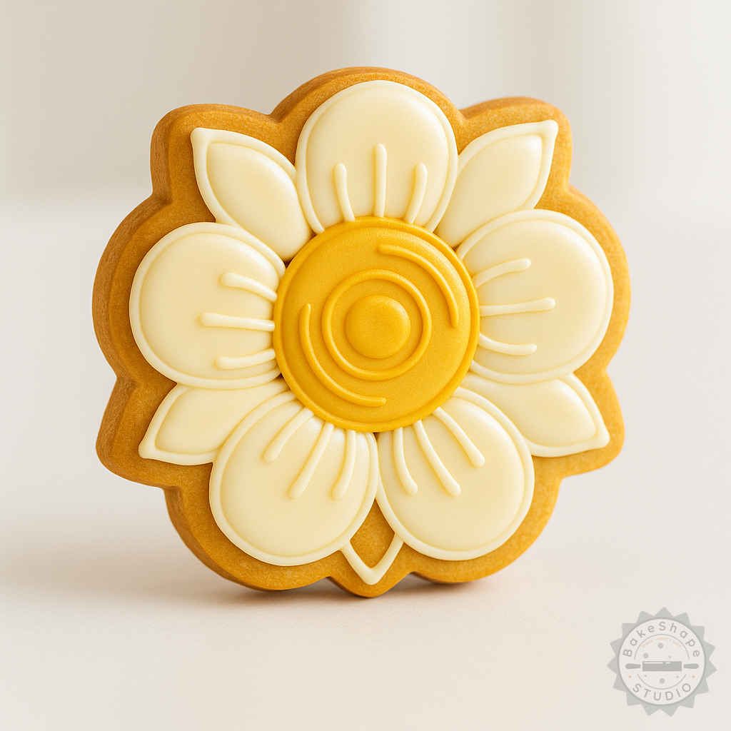 Decorated example 1 of Flower Shape Cutter & Stamp Set, Perfect for Cookies & Fondant, Day of the Dead Blossom, 6-Piece, 3 Sizes