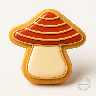 Decorated example 1 of Mushroom Cookie Cutter Set, Shape Stamp, Perfect for Cookies & Fondant, 6-Piece S/M/L Sizes