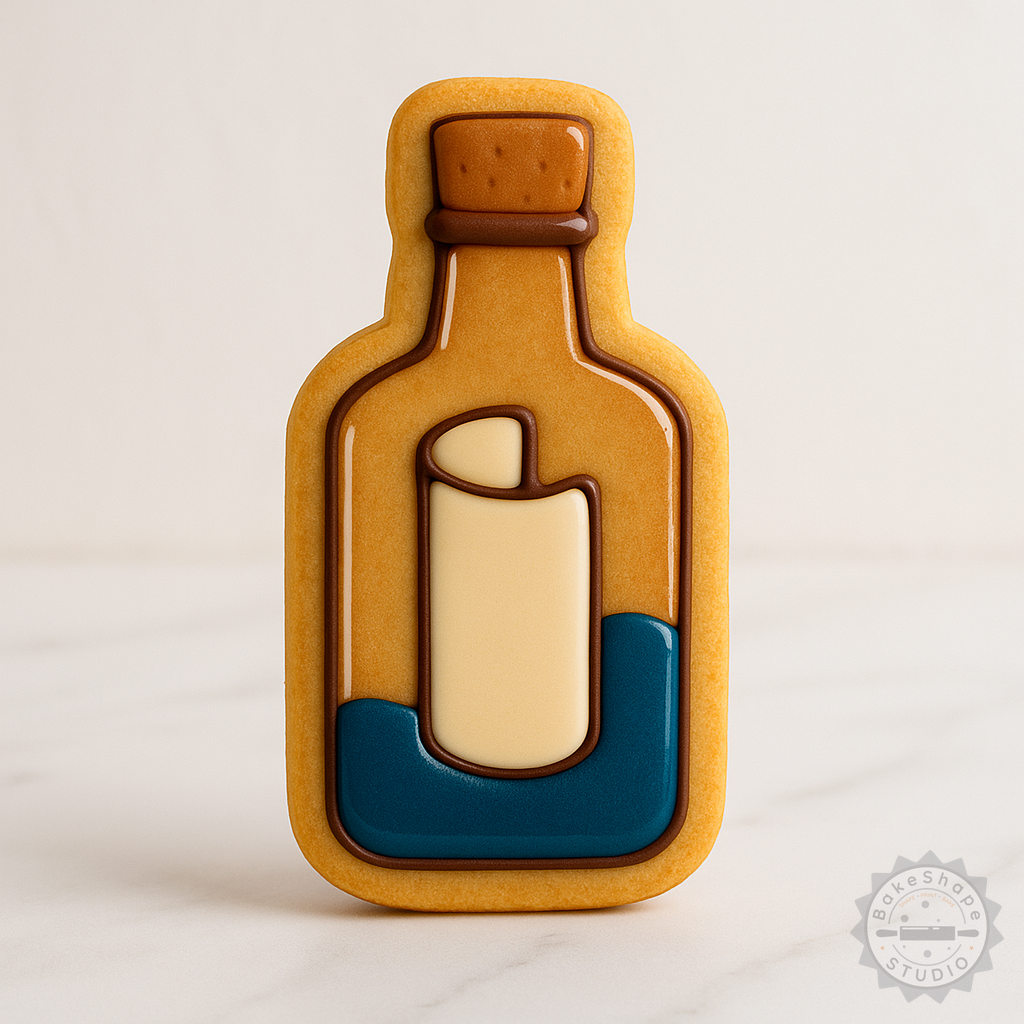 Decorated example 1 of Message in Bottle Cookie Cutter & Stamp Set, Perfect for Pirate Themed Baking, 6-Piece Kit