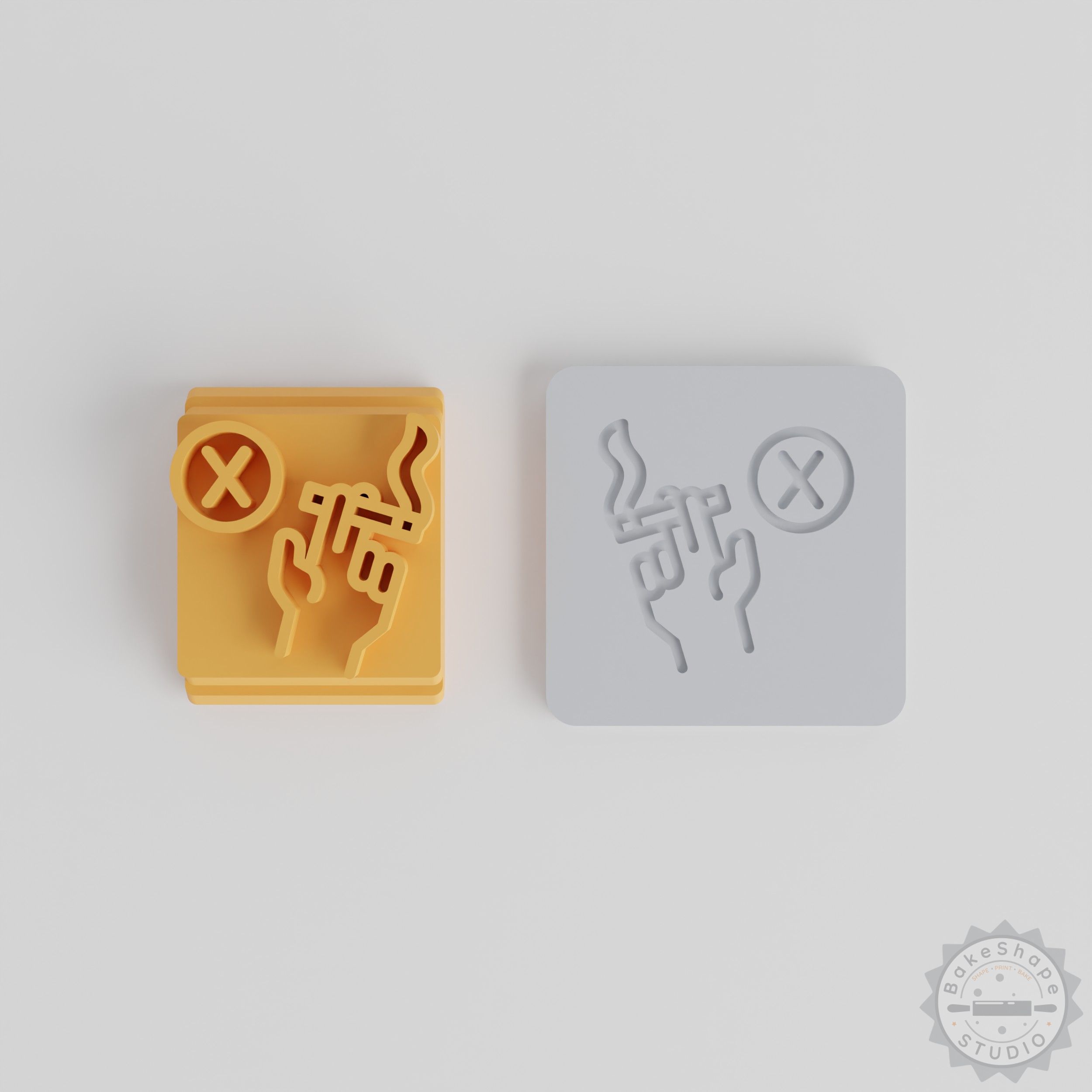 No Smoking stamp tile set in five sizes for clay, cookie, and fondant design STL for 3D printing