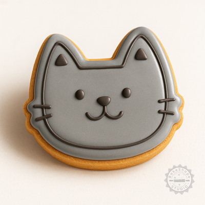 Decorated example 1 of Grinning Face Cookie Cutter & Stamp Set, 6-Piece, S/M/L, Perfect for Cookies & Fondant, Happy Smile Designs