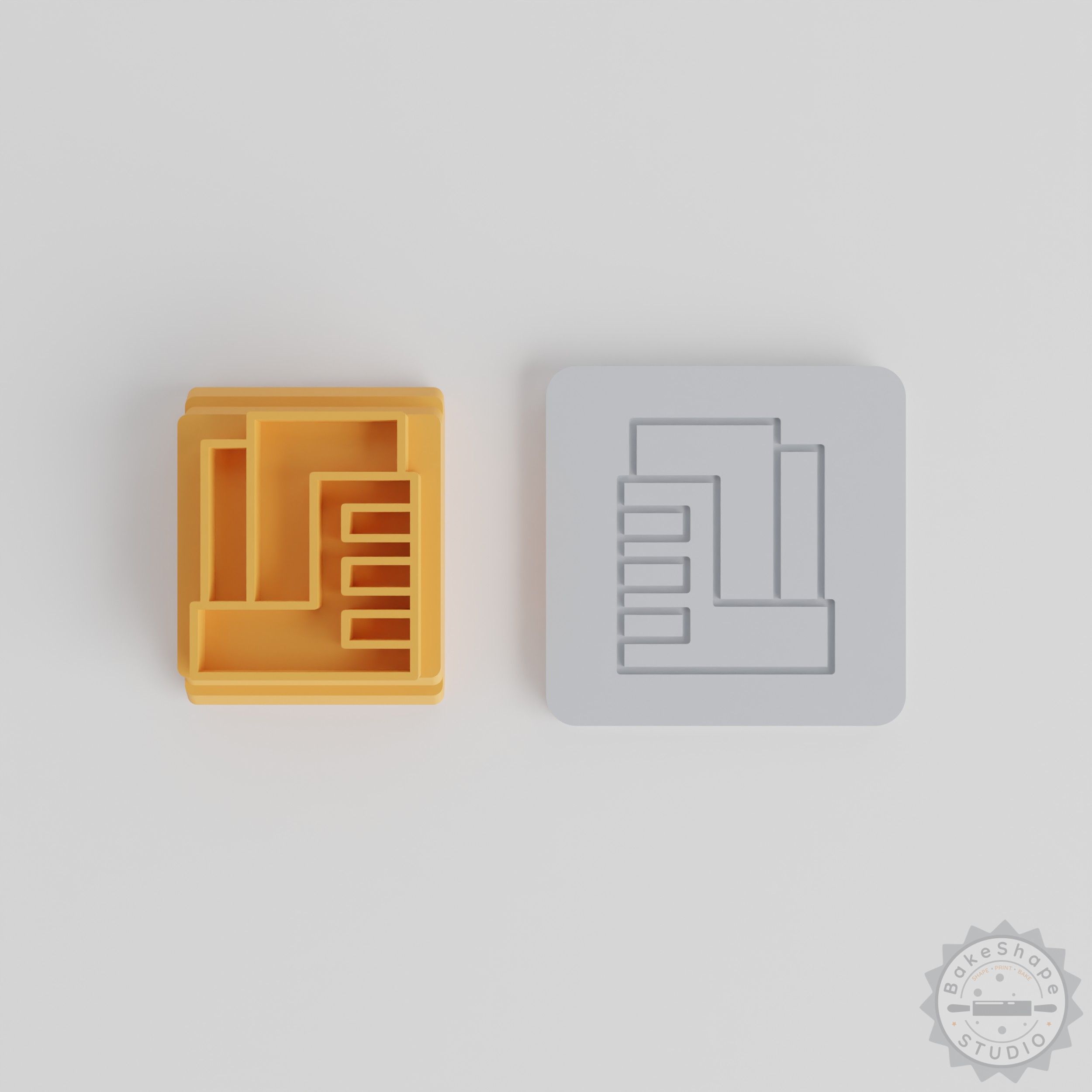 Office Stamp Tile Set, 5 Sizes for Clay, Cookies, Fondant, Urban Building Design