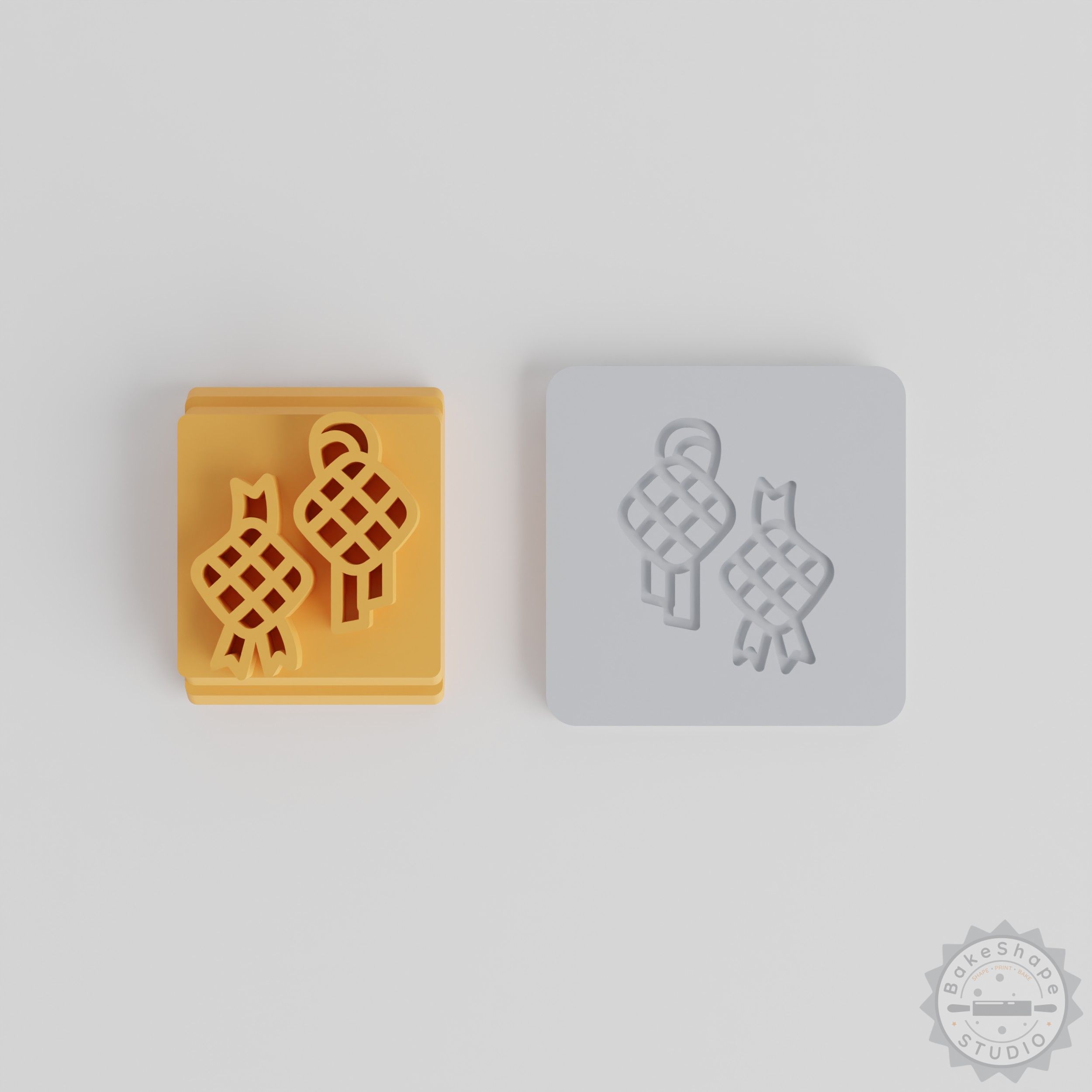 Ketupat festive stamp tile set with 5 motif sizes STL for 3D printing clay and cookie decorations