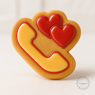 Decorated example 1 of Heart Call Cookie Cutter & Stamp Set, 6-Piece, Perfect for Cookies or Fondant, Includes S/M/L Sizes
