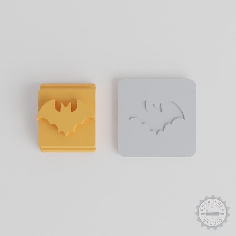 Bat Stamp Tile Set, 5 Sizes for Clay, Cookies, Fondant, Halloween Designs