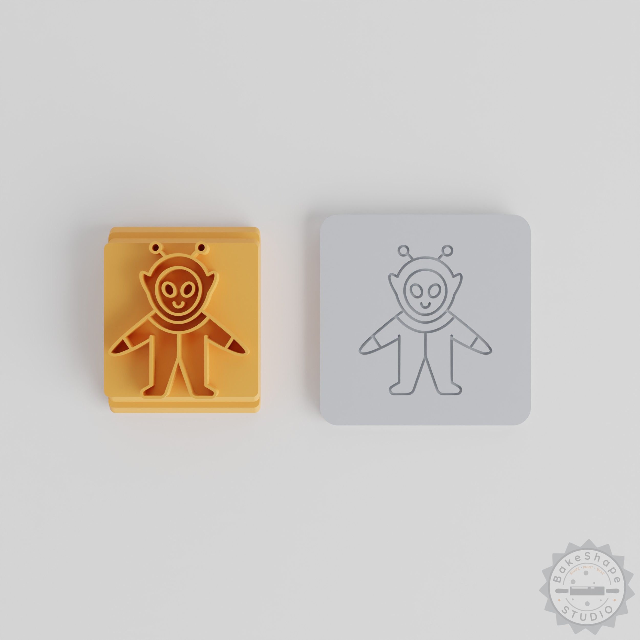 Alien Stamp Tile Set, Space Creature Motif, 5 Sizes, Ideal for Clay, Cookie, Fondant Crafting