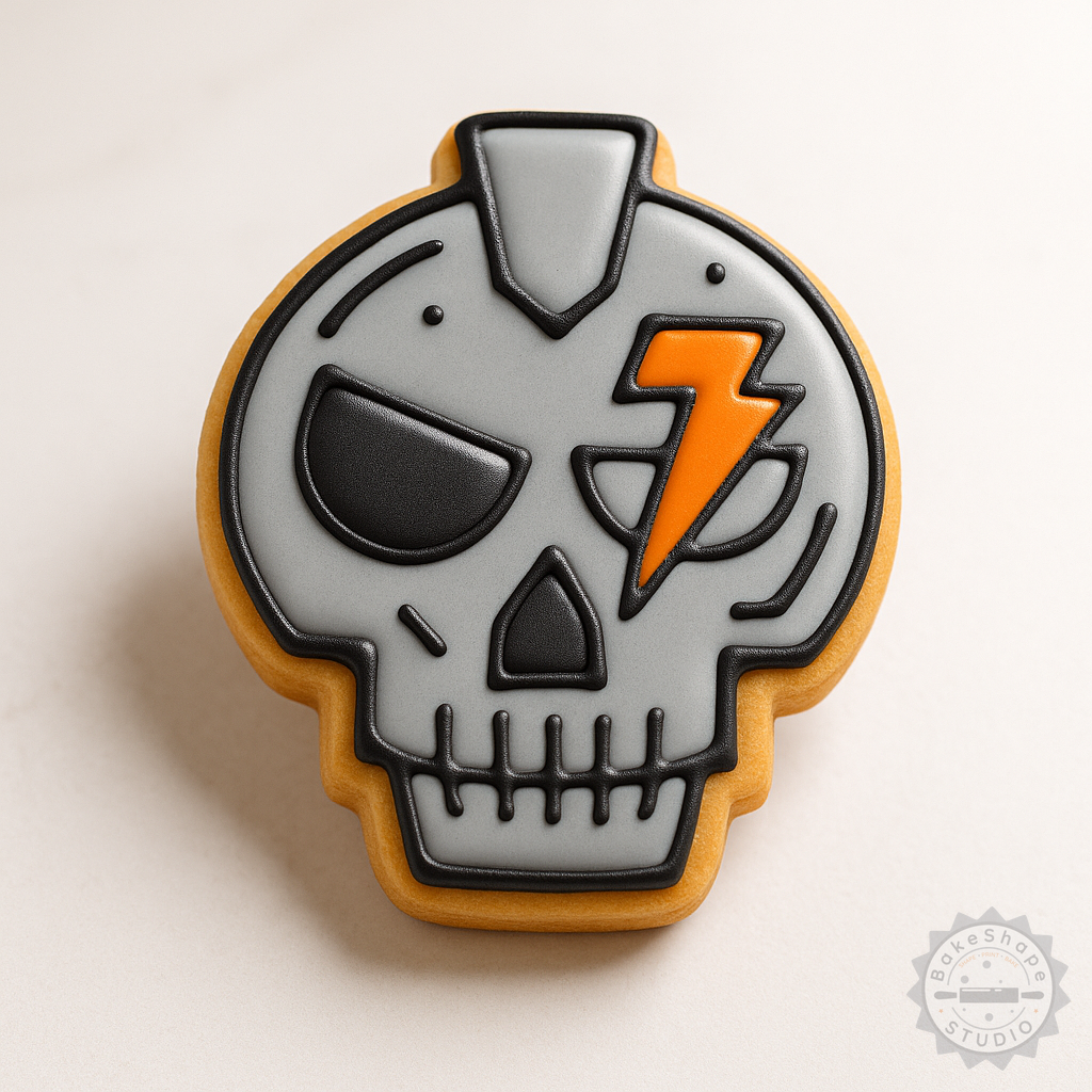 Decorated example 1 of Skull Shape Cutter and Stamp Set, Cookie & Fondant Decorating, 6-Piece, Small/Medium/Large Sizes