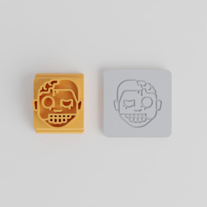 Zombie Boy Stamp Tile Set, 5 Sizes, Ideal for Clay, Cookies, Fondant, Halloween Horror Designs