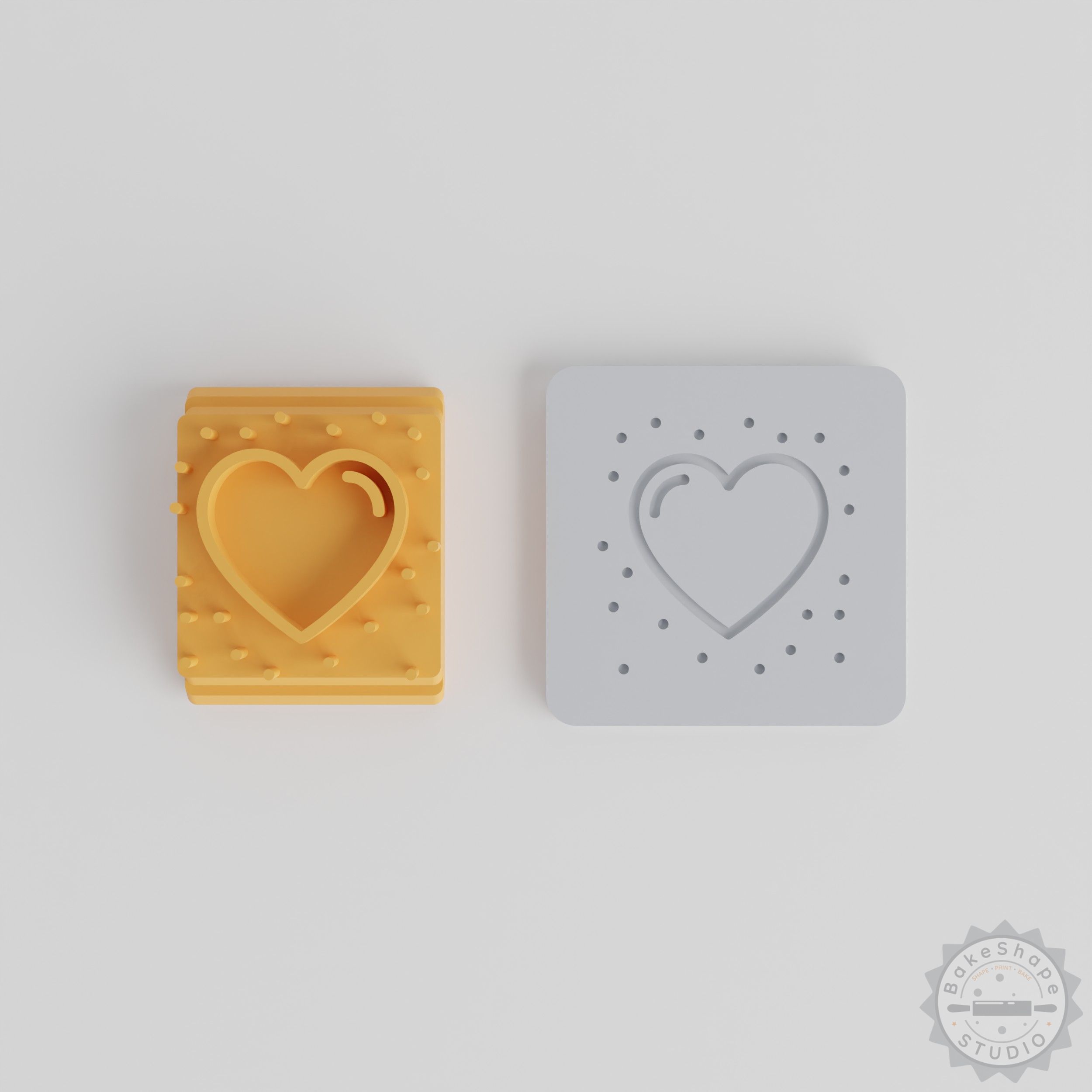 Heart Stamp Tile Set, 5 Sizes for Clay, Cookies, Fondant, Romantic Motif for Crafts