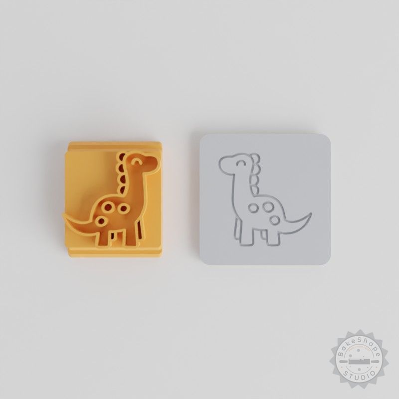 Sauropod Stamp Tile Set, 5 Sizes for Clay, Cookies, Fondant, Prehistoric Dinosaur Design