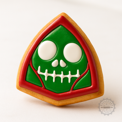 Decorated example 1 of Skull Cookie Cutter & Stamp Set, 3 Sizes, 6 Pieces, Halloween, Skeleton Head, Gothic Baking Tool
